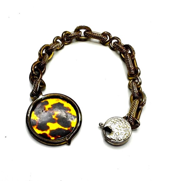 1990s Yves Saint Laurent Tortoiseshell Statement Bib Necklace & Bracelet Set - Picture 13 of 16